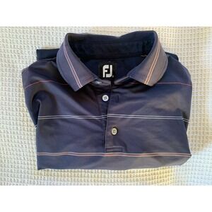 FootJoy Golf Polo Shirt Striped Blue Purple Short Sleeve Men Medium‎ Logo